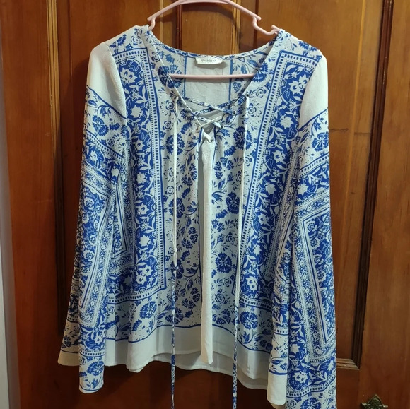 printed long sleeve blouse - Picture 1 of 5